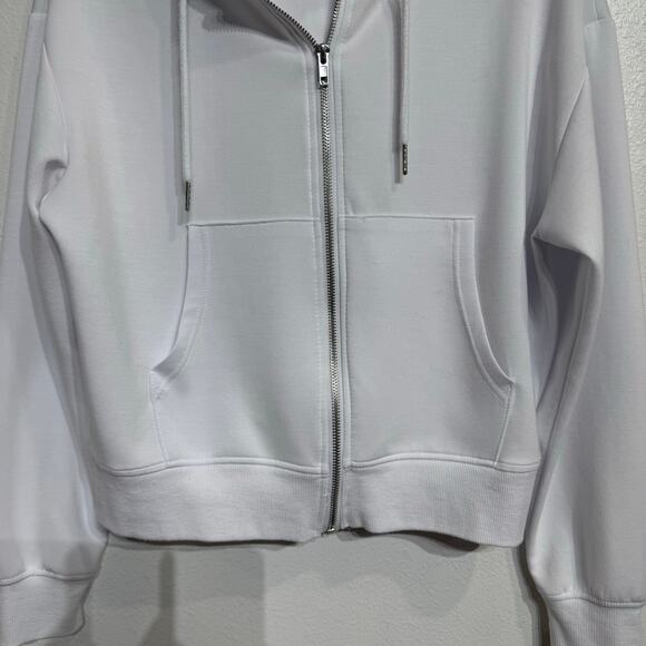 If It Were Me White Full Zip Crop Hooded Jacket Sz S - Picture 4 of 12